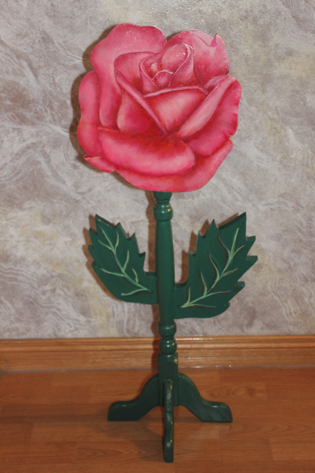 Rose Floral Table.  Fauna Flora artwork. Julia Adamson, Saskatoon, Saskatchewan